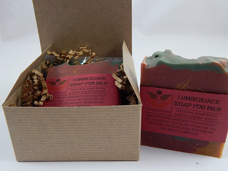 Trascentuals Lumberjack Soap For Men Pine Forest Man Scent Comes In Gift Box Handmade With Natural Ingredients Such as Coconut Olive Oil and Coconut Milk - Image 1