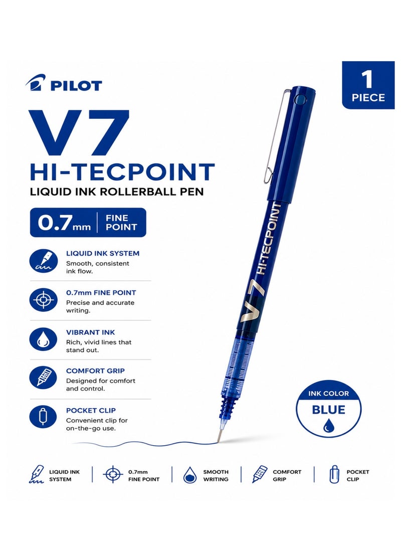 PILOT 1-Piece V7 Hi-Tecpoint Liquid Ink Rollerball Pen Blue - Image 1