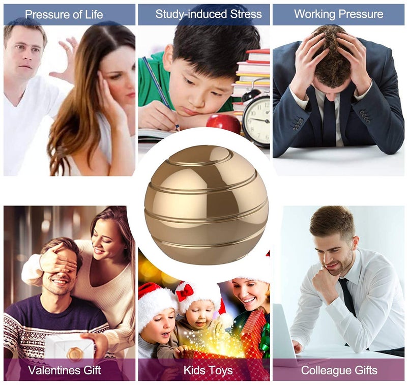 DOTSOG Desktop Ball Transfer Gyro Aluminum Alloy Kinetic Desk Toy Stress Relief Office Executive Gadgets Metal Ball Full Disassembly Rotary Decompression Toy - Image 3