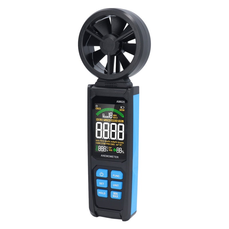 MESTEK Digital Anemometer Handheld Wind Speed Meter with Erosion-Resistant ABS Material - LCD Backlit Display with 6 Units for HVAC Navigation and Outdoor Use - Image 4