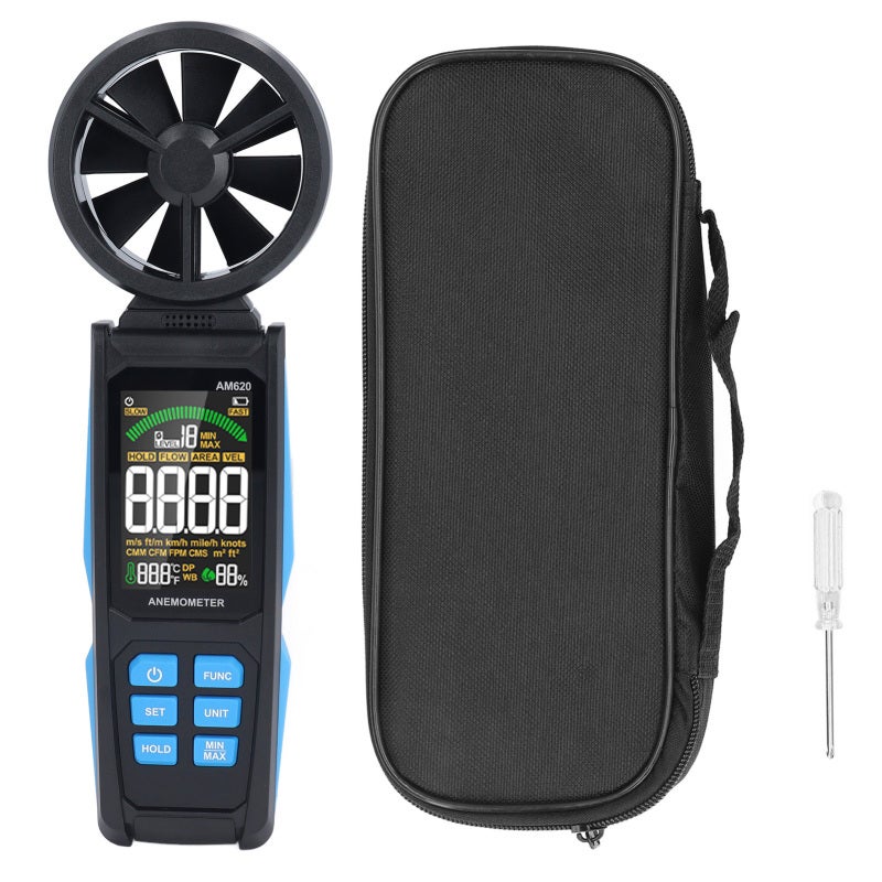 MESTEK Digital Anemometer Handheld Wind Speed Meter with Erosion-Resistant ABS Material - LCD Backlit Display with 6 Units for HVAC Navigation and Outdoor Use - Image 1