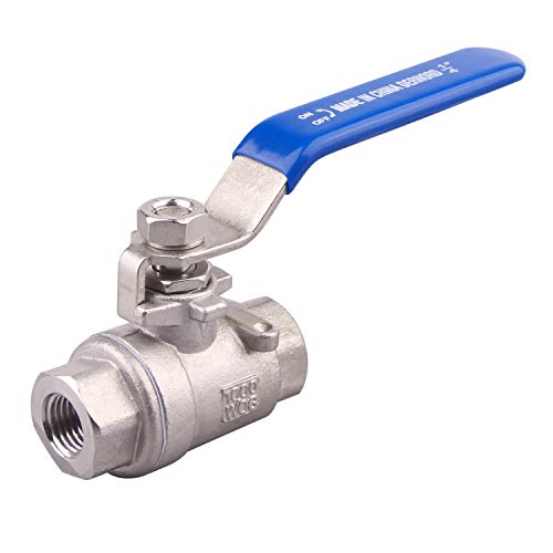 DERNORD Full Port Ball Valve Stainless Steel 304 Heavy Duty for Water, Oil, and Gas with Blue Locking Handles (1/2" NPT) - Image 1