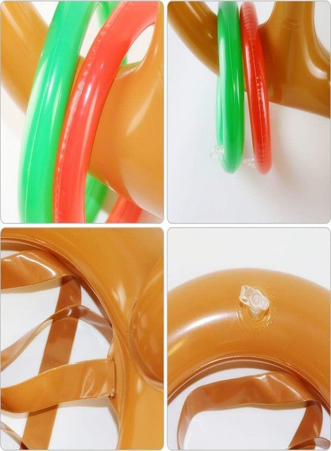 Gyonwt 2PCS Inflatable Antler Ring Games,Inflatable Reindeer Antler Ring Toss Game, Christmas Party Antler Hat Games for Family(2 Antlers 8 Rings 1 Air Pump) - Image 2