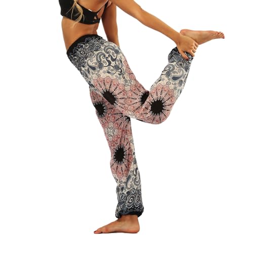 Lu's Chic Women's Boho Pants Harem Smocked Waist Yoga Hippie Palazzo Summer Beach Pants Pattern10 One Size - Image 4