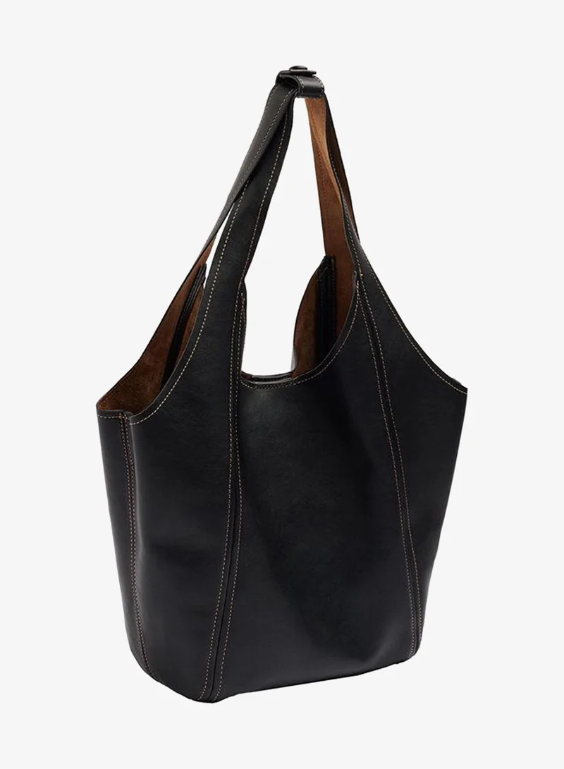 Parfois Black Shopper Bag With Topstitching for Women | Best Price UAE