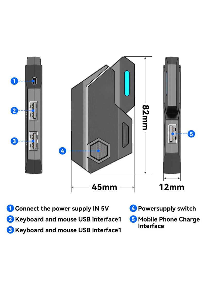 4 in 1 Mobile Game Combo Pack, Mix Se Converter + K13 Keyboard + G4 Mouse + Stand Handy Keyboard and Mouse Set, 5.0 Connection, for Android for iOS.