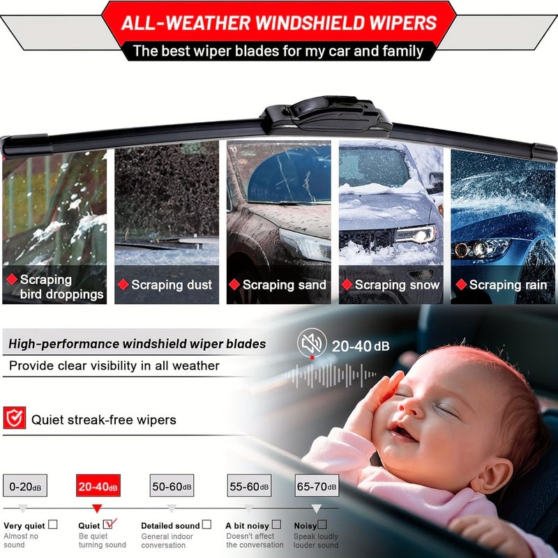 For Ford F150 Windshield Wipers 22 Inch All Season Quiet Durable Easy Installation Pair Pack - Image 5