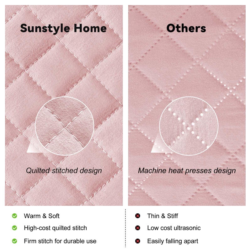 SunStyle Home Queen Quilt Bedding Set Pink, Lightweight Comforter Bedspread Blanket Full Queen Size Quilt, Durable Quilted Stitching Coverlet with 2 Pillow Shams Diamond Pattern All Seasons 3pcs - Image 4
