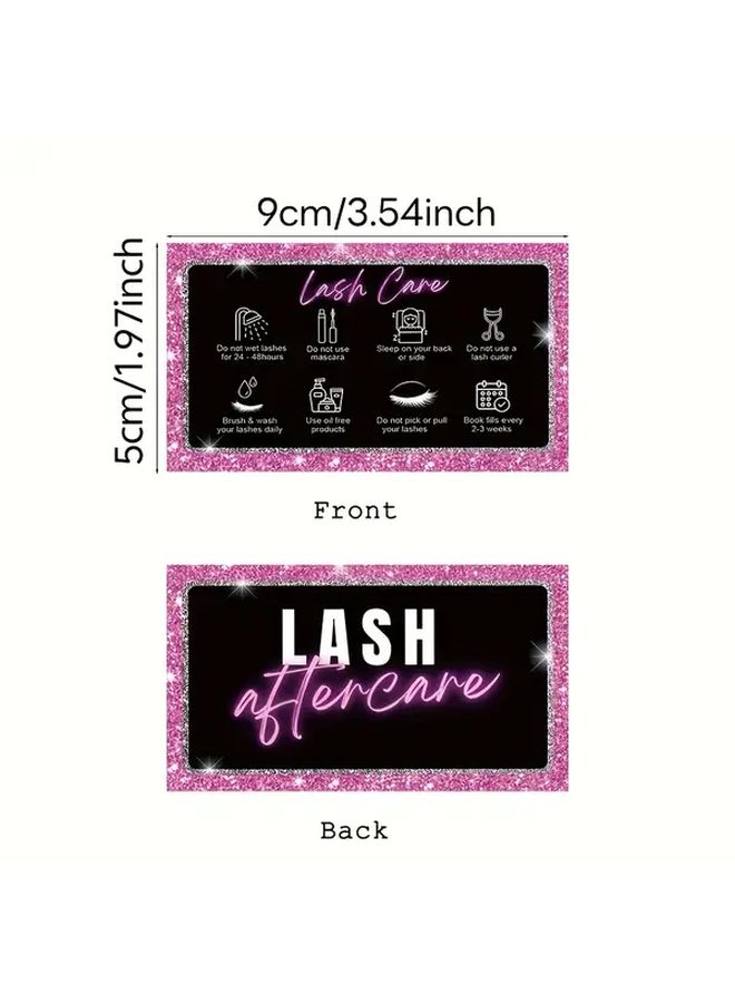 Matte Finish 50pcs Eyelash Care Cards Pink Glitter English - Image 2