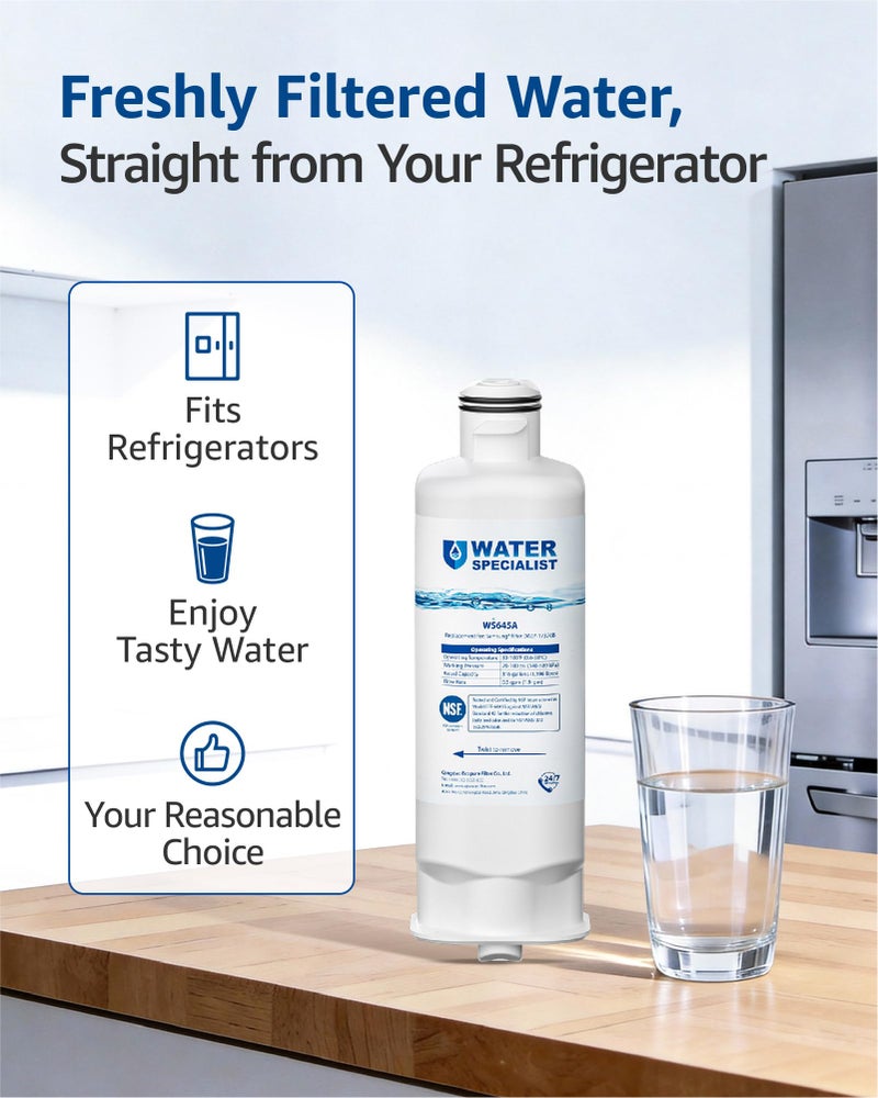 Waterspecialist فلتر مياه ثلاجة بديل Waterspecialist DA97-17376B لـ Samsung HAF-QIN/EXP، HAF-QIN، RF28T5001SR، DA97-08006C، RS27T5200SR، RF28R7351SG، RF24R7201SR، RF27T5201SR، WS645A (عبوة من 3)  - Image 5
