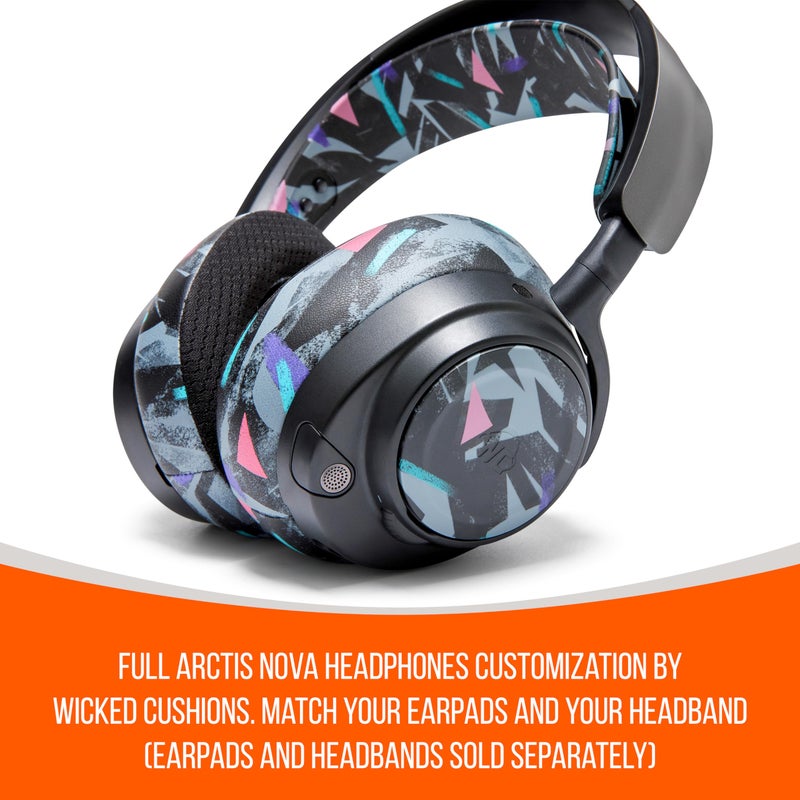 WC Side Plates for Arctis Nova Headsets, by Wicked Cushions | Fits Arctis Nova Pro Wireless/Pro Wired/Nova Elite/Nova 7 / 7X / 7P | 90's Black - Image 4