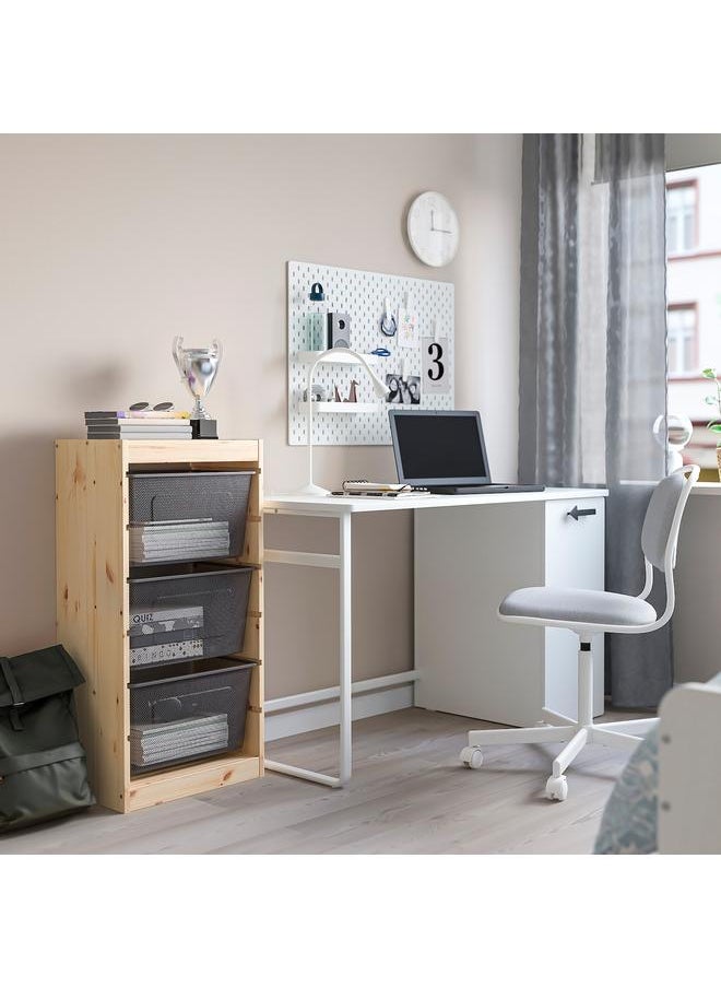 erorex - Storage Combination, Light White Stained Pine/Dark Grey, 44X30X91 Cm - Image 1