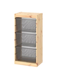 Storage Combination, Light White Stained Pine/Dark Grey, 44X30X91 Cm