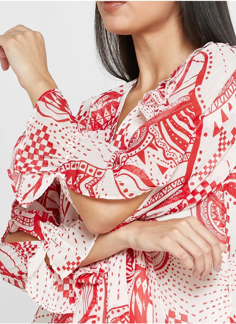 River Island Petite Print Frill Mini Dress