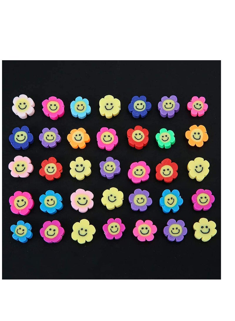 SYOSI Beads Mixed Sun Flower Smiley Polymer Clay Spacer Beads for Women Girls Jewelry Making DIY Bracelet Necklace Hair Clip Accessories, Smiley Face Beads 10mm Polymer Clay Color Mixed 50pcs  - Image 4