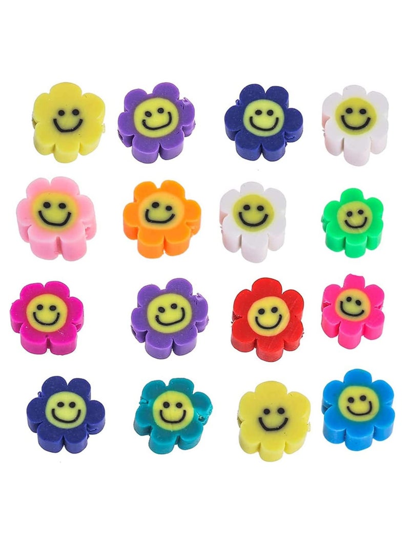 SYOSI Beads Mixed Sun Flower Smiley Polymer Clay Spacer Beads for Women Girls Jewelry Making DIY Bracelet Necklace Hair Clip Accessories, Smiley Face Beads 10mm Polymer Clay Color Mixed 50pcs  - Image 1
