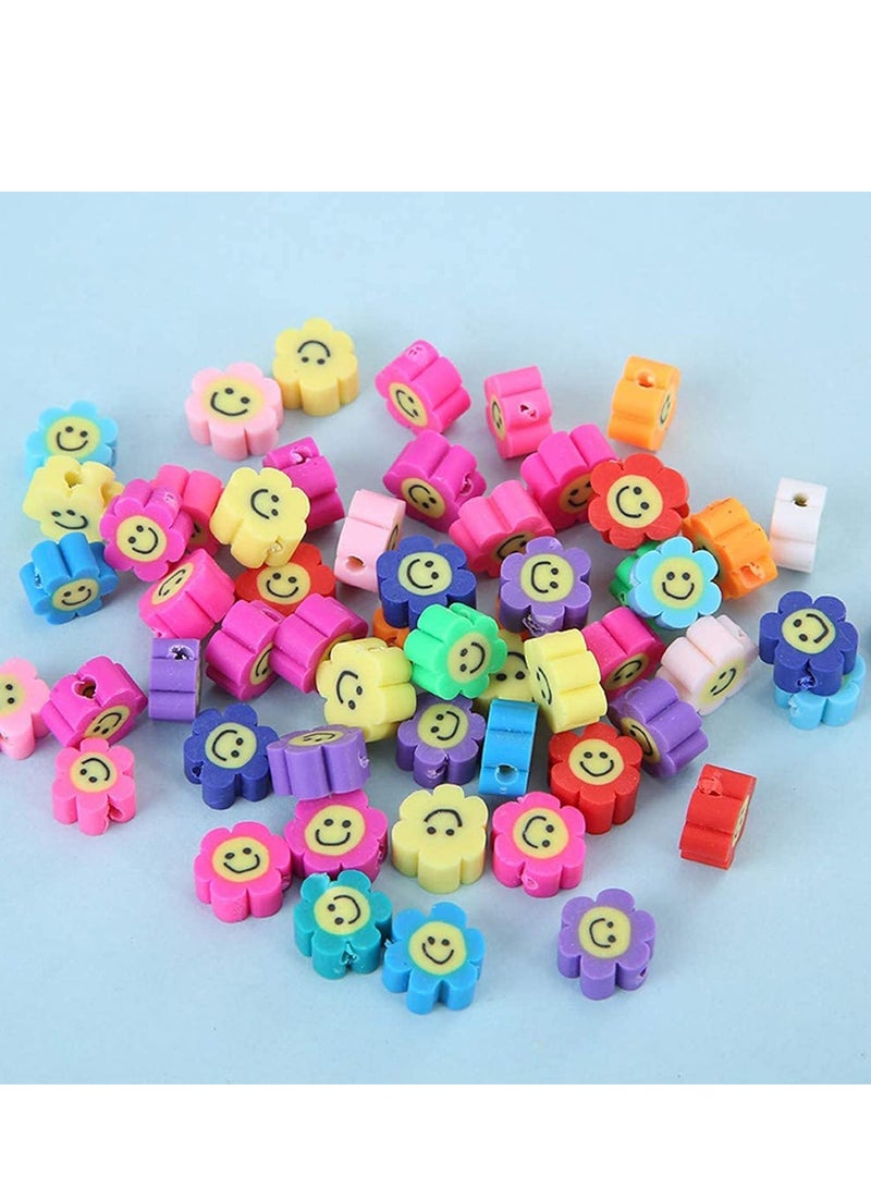 SYOSI Beads Mixed Sun Flower Smiley Polymer Clay Spacer Beads for Women Girls Jewelry Making DIY Bracelet Necklace Hair Clip Accessories, Smiley Face Beads 10mm Polymer Clay Color Mixed 50pcs  - Image 3