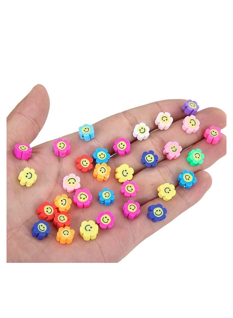 SYOSI Beads Mixed Sun Flower Smiley Polymer Clay Spacer Beads for Women Girls Jewelry Making DIY Bracelet Necklace Hair Clip Accessories, Smiley Face Beads 10mm Polymer Clay Color Mixed 50pcs  - Image 5