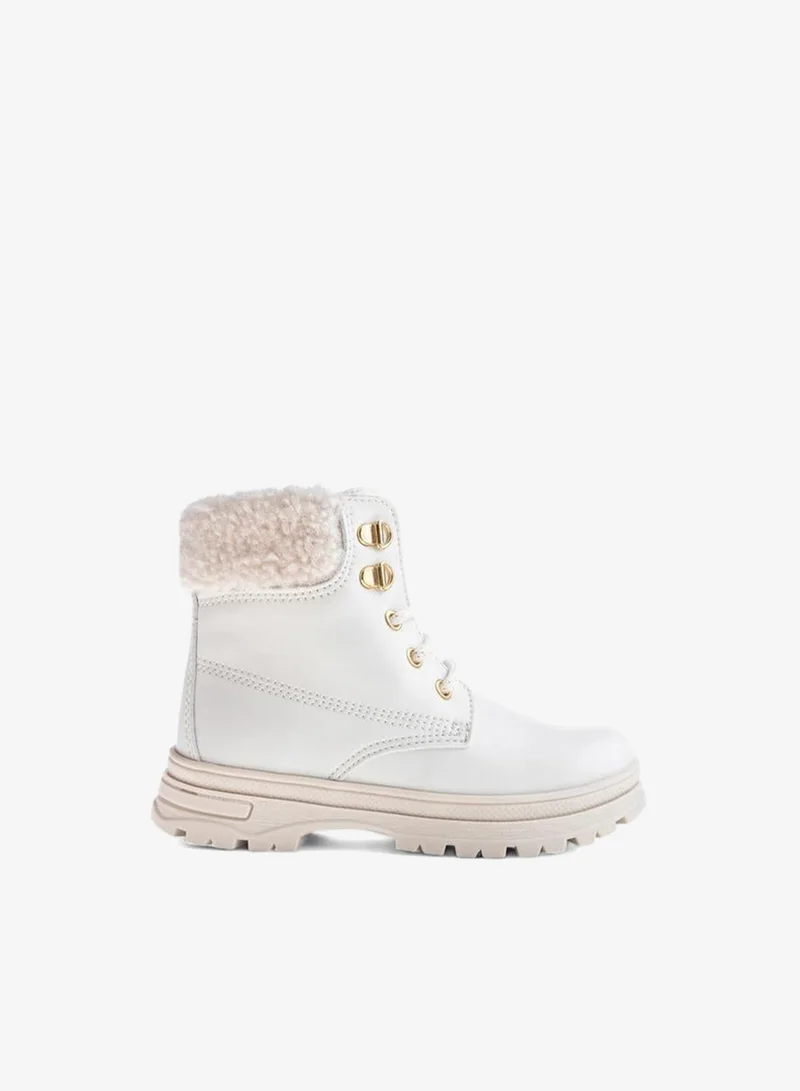 Pablosky Girls Fleece Detail Hook and Loop Ankle Length Boots