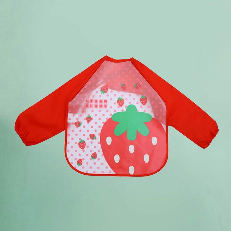 klarako Kids Aprons for Painting, Toddler Art Long Sleeve Smock, Waterproof Children Artist Painting, Baking, Cooking Smocks for Age 1klarako5 Years Boy Girl klarakoRed Strawberry - Image 4