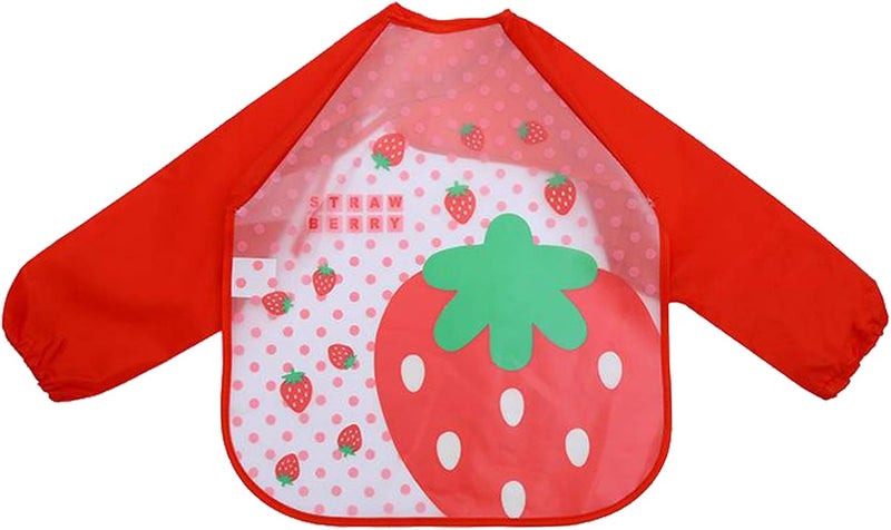 klarako Kids Aprons for Painting, Toddler Art Long Sleeve Smock, Waterproof Children Artist Painting, Baking, Cooking Smocks for Age 1klarako5 Years Boy Girl klarakoRed Strawberry - Image 1