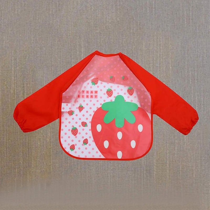 klarako Kids Aprons for Painting, Toddler Art Long Sleeve Smock, Waterproof Children Artist Painting, Baking, Cooking Smocks for Age 1klarako5 Years Boy Girl klarakoRed Strawberry - Image 2