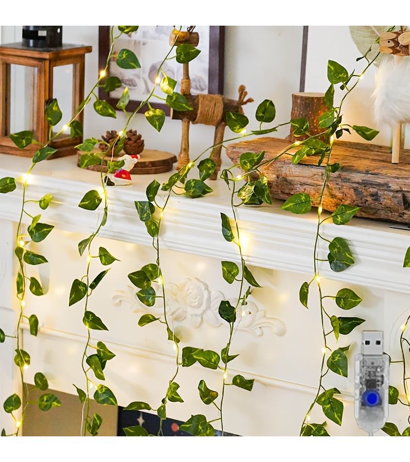 USB Powered Pothos Curtain Light Garland 5m 50 Leds Warm White For Wedding Decoration - Image 5