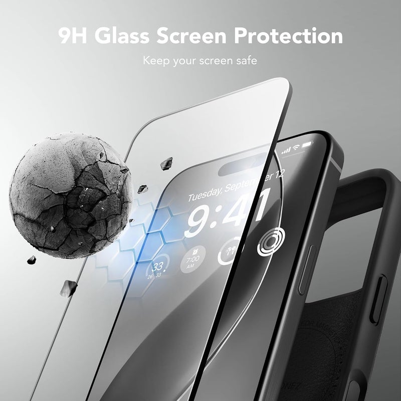 GONEZ Magnetic for iPhone 16 Pro Case, Compatible with MagSafe, [Screen Protector + Camera Lens Protector], Silicone Shockproof Anti-Scratch Protective Phone Case 6.3 inch, Black - Image 4