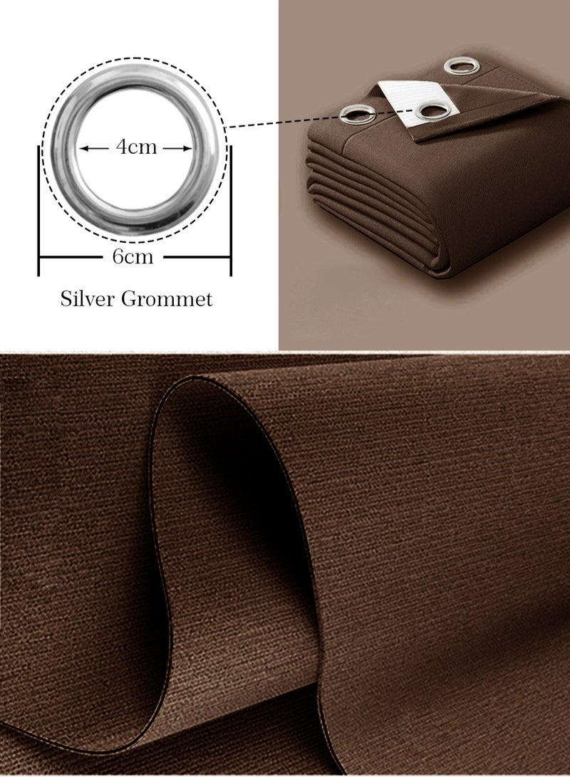 ستارة تشنيل مزدوجة الوجه – تثبيت بحلقات معدنية، حجب ضوء 95٪، لوحة مفردة، تناسب نوافذ عرض 125‑165 سم (بني W250 × H310 سم) - Image 3