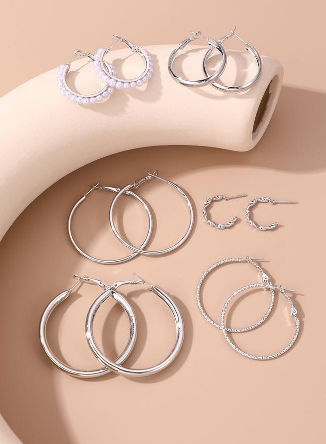 تايك تو مجموعة من 6 - أقراط حلق فضية - Image 5