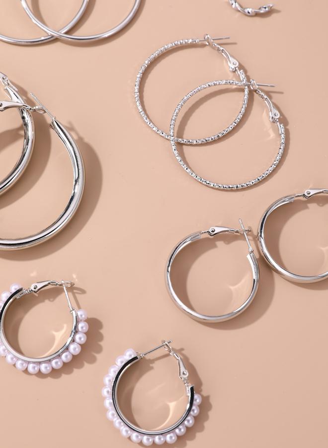 تايك تو مجموعة من 6 - أقراط حلق فضية - Image 4