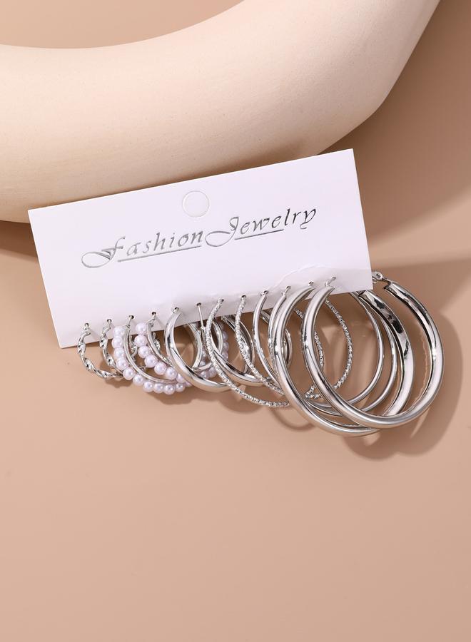 تايك تو مجموعة من 6 - أقراط حلق فضية - Image 3