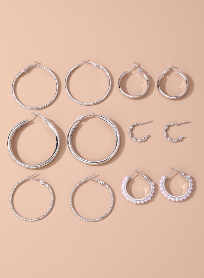 تايك تو مجموعة من 6 - أقراط حلق فضية - Image 2