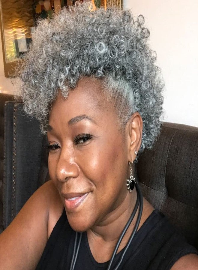 MIMAN 3 Packs 10 Inch Short Curly Crochet Hair 8MM Grey Crochet Braids Synthetic Braiding Hair Extension for Women DIY Mohawk Afro Braided Hairstyle (Natural Black Mixed Grey) - Image 1