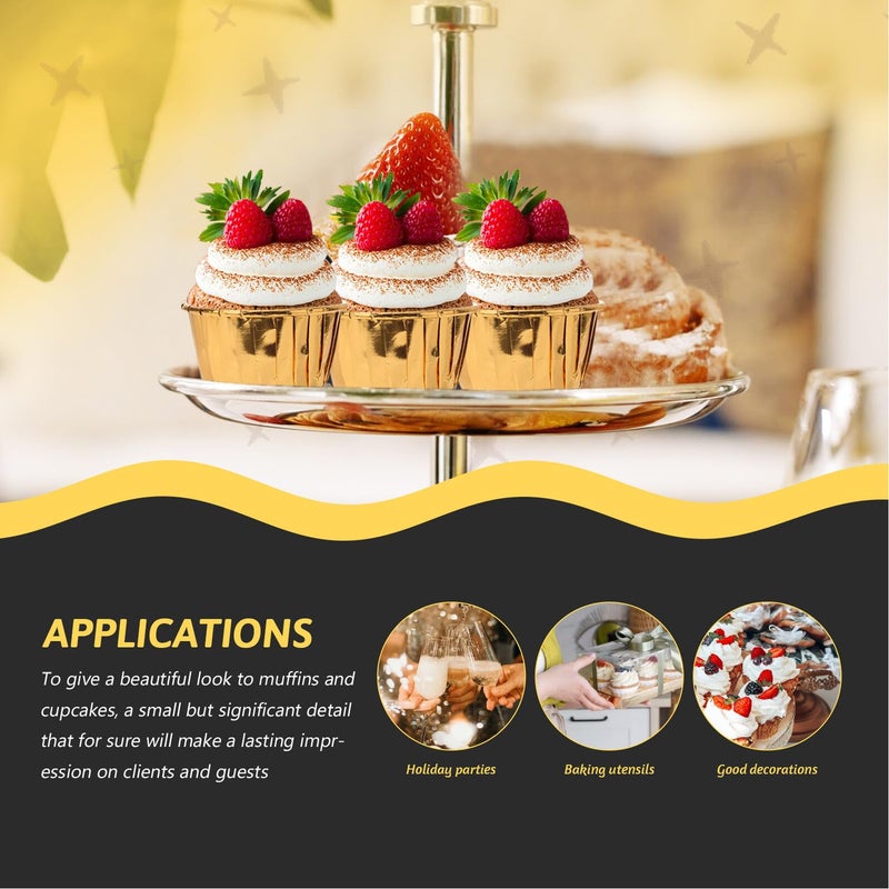 Gold Foil Heat Resistant Muffin Baking Cups 50 Pieces Oven Safe Paper Liners - Image 5