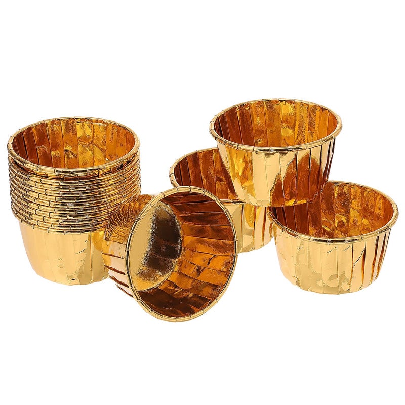 Gold Foil Heat Resistant Muffin Baking Cups 50 Pieces Oven Safe Paper Liners - Image 2