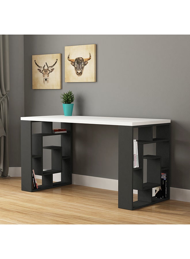 Mourah Home Labirent Working Table With Storage - White/Dark Grey  - 2 Years Warranty - Image 1