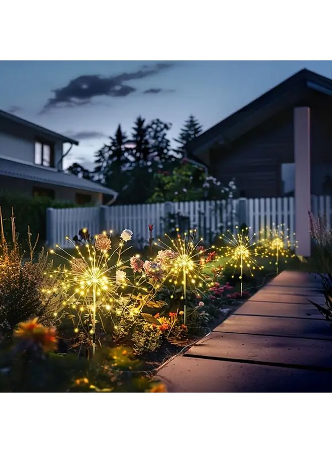 4 حزمة 320 مصباح LED خارجي شمسي أضواء الألعاب النارية أبيض دافئ ديكور حديقة فناء - Image 3