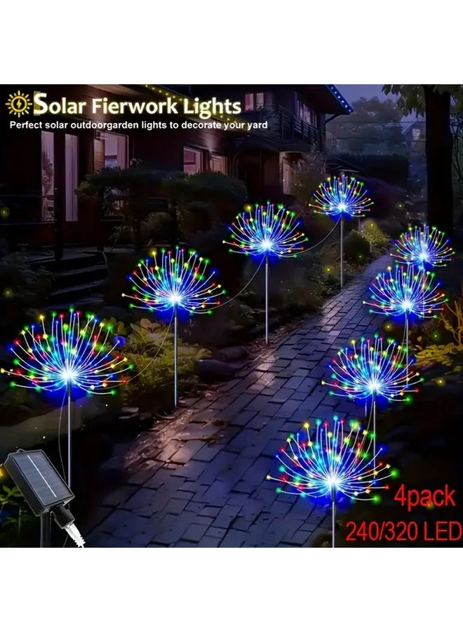 4 حزمة 320 مصباح LED خارجي شمسي أضواء الألعاب النارية أبيض دافئ ديكور حديقة فناء - Image 2