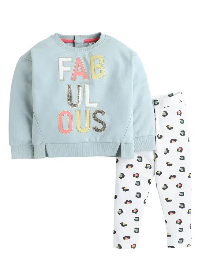 victor and jane Victor And Jane Girls Sequined Embroidered Top and Leggings Set