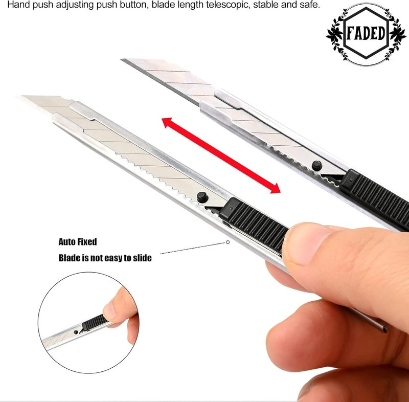 Faded 6pc Heavy-Duty Stainless Steel Snap-Off Cutter Set – Industrial-Grade Utility Knives for Home, Office, Warehouse, Arts, Crafts & DIY Projects (9mm) - Image 5