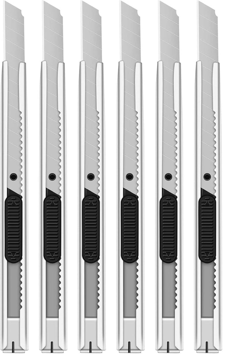 Faded 6pc Heavy-Duty Stainless Steel Snap-Off Cutter Set – Industrial-Grade Utility Knives for Home, Office, Warehouse, Arts, Crafts & DIY Projects (9mm) - Image 1