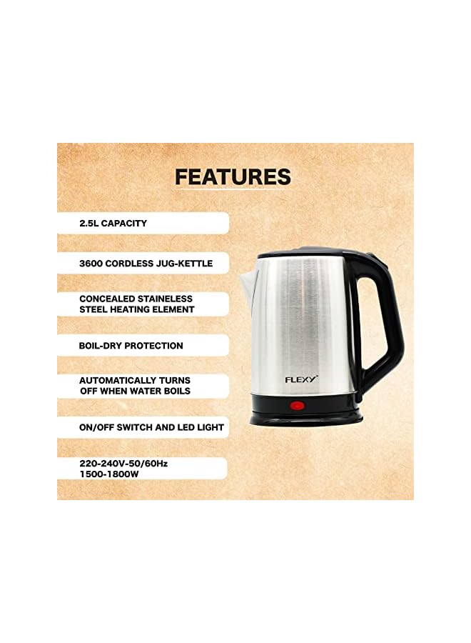 فليكسي غلاية ستانلس ستيل بملف مخفي سعة 2.5 لتر - Image 4