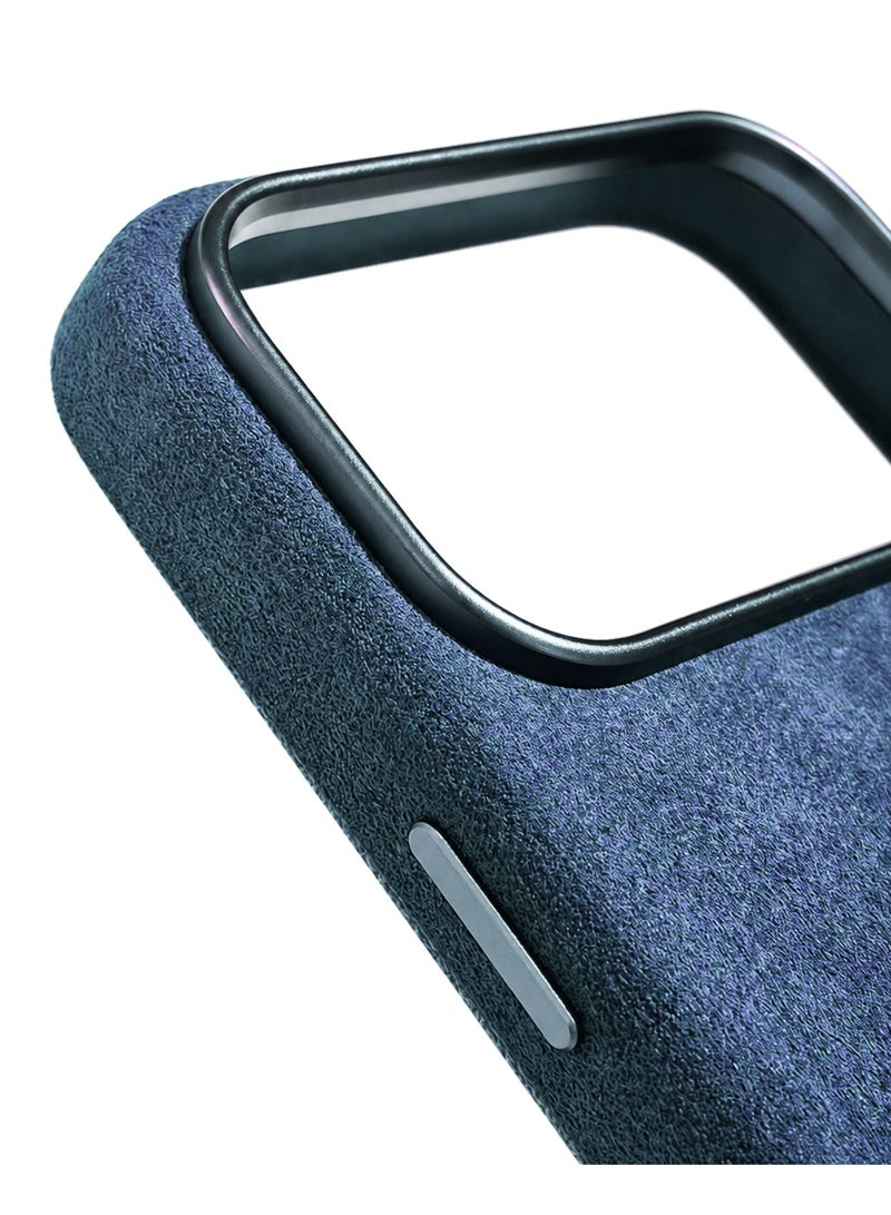 LOOP Alcantara Case Compatible with iPhone 18 Pro, Slim MagSafe Compatible Cover, Soft Suede Feel, Metal Buttons, Raised Camera and Screen Protection, Blue - Image 4
