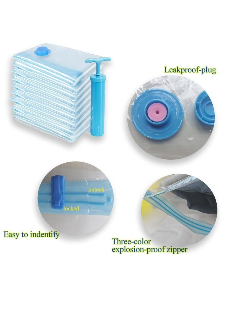 زهرة يانغ أكياس تخزين فراغ مع مضخة يدوية ، 12 عبوة (3 × صغيرة ، 3 × متوسطة ، 3 × كبيرة ، 2 × جامبو ، 1 × مضخة يدوية) أكياس توفير الفضاء ، أكياس تخزين الضغط للبطانية ، الملابس ، الفراش ، الوسائد - Image 2