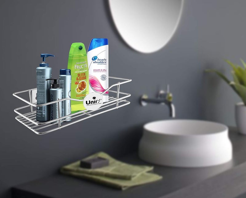 Unify Stainless Steel Multipurpose Storage RackShelf Bathroom Shelves and Racks Steel Bathroom Shelf Accessories Chrome Finish Size 31 15 7 cm - Image 2