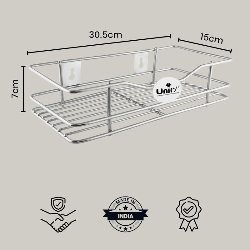 Unify Stainless Steel Multipurpose Storage RackShelf Bathroom Shelves and Racks Steel Bathroom Shelf Accessories Chrome Finish Size 31 15 7 cm - Image 3