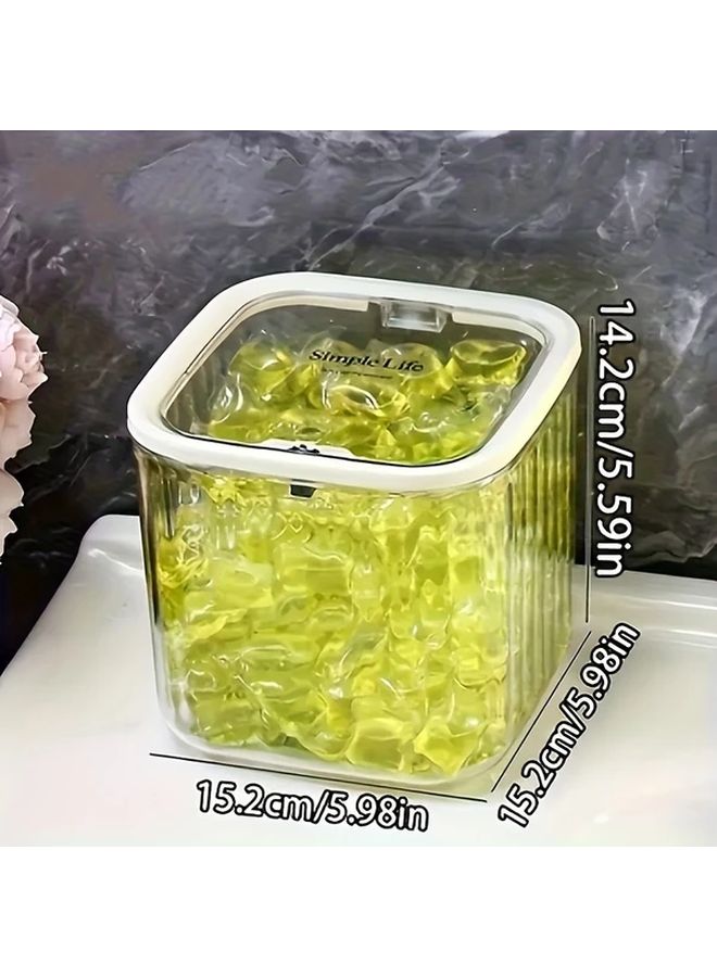 Transparent Small Laundry Detergent Storage Container with Dustproof Lid - Image 3
