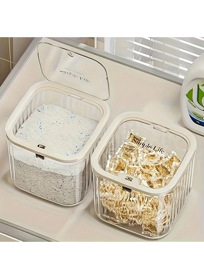 Transparent Small Laundry Detergent Storage Container with Dustproof Lid - Image 1