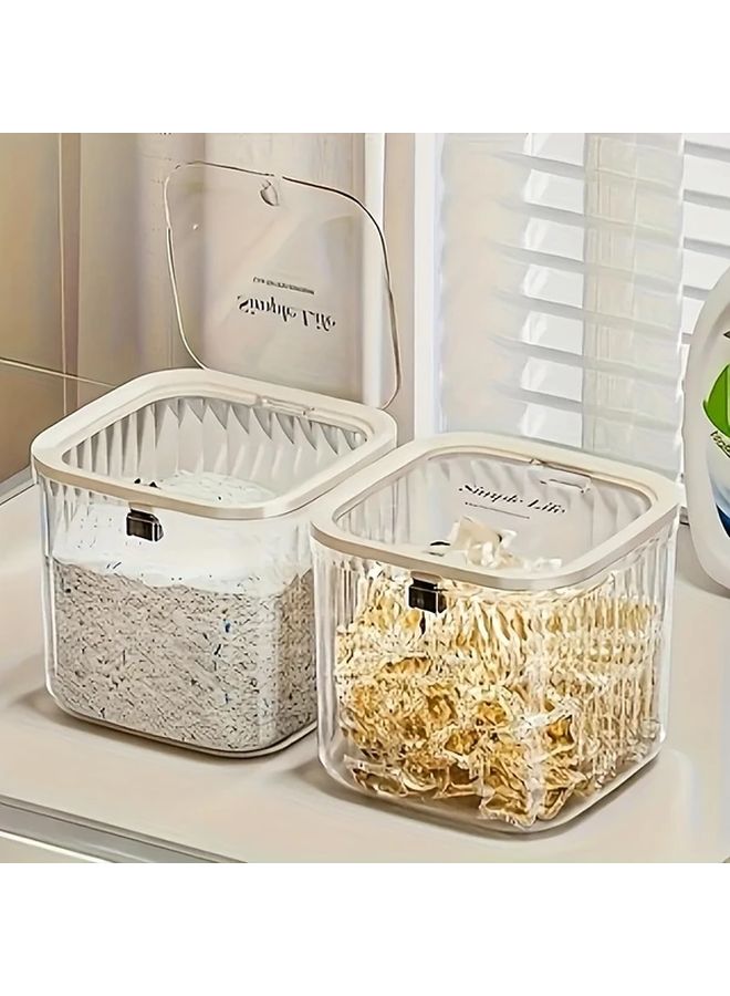 Transparent Small Laundry Detergent Storage Container with Dustproof Lid - Image 2